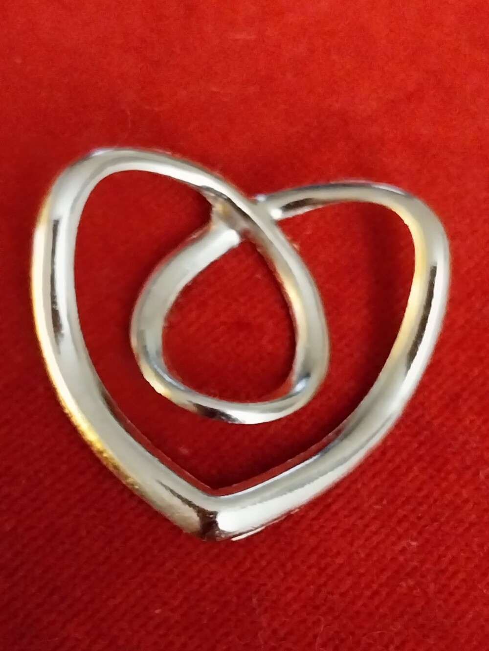 Silver Crystal Heart Scarf Ring